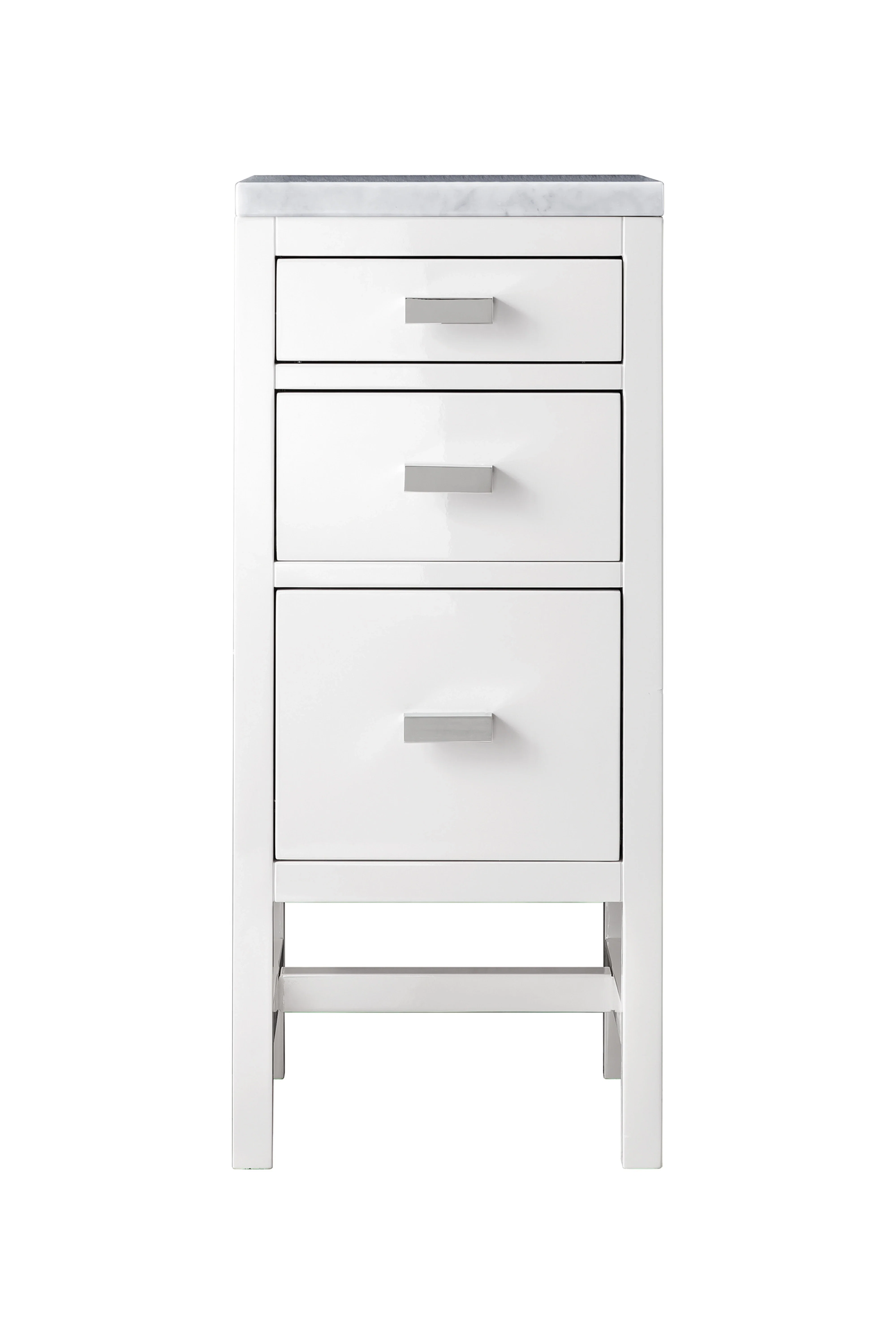 Addison 15" Base Cabinet, Glossy White w/ 3 CM Carrara Marble Top