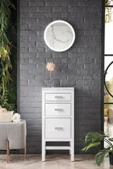 Addison 15" Base Cabinet, Glossy White w/ 3 CM Carrara Marble Top