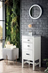 Addison 15" Base Cabinet, Glossy White w/ 3 CM Carrara Marble Top