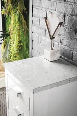 Addison 15" Base Cabinet, Glossy White w/ 3 CM Eternal Jasmine Pearl Silestone Top