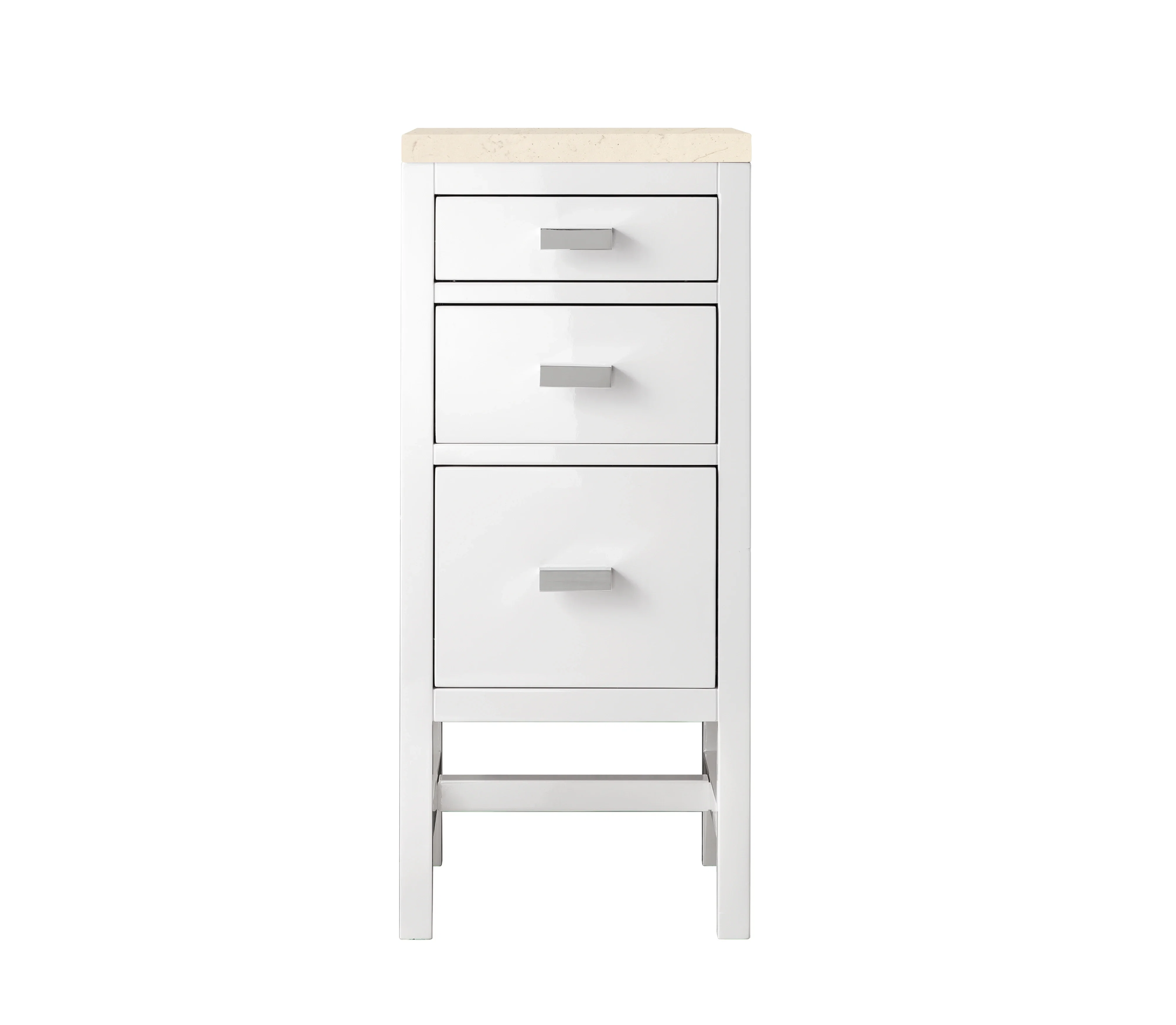 Addison 15" Base Cabinet, Glossy White w/ 3 CM Eternal Marfil Top