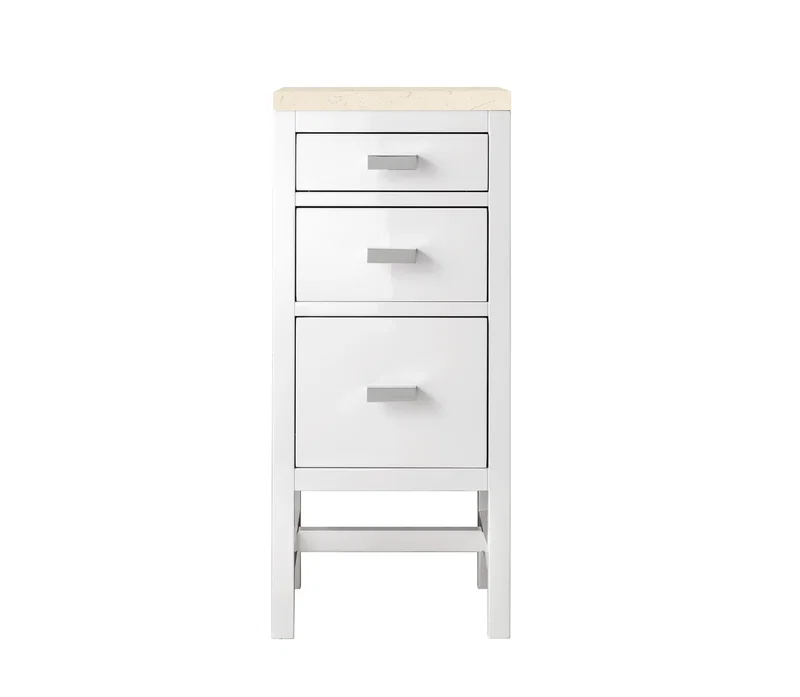 Addison 15" Base Cabinet, Glossy White w/ 3 CM Eternal Marfil Top