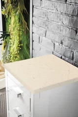 Addison 15" Base Cabinet, Glossy White w/ 3 CM Eternal Marfil Top