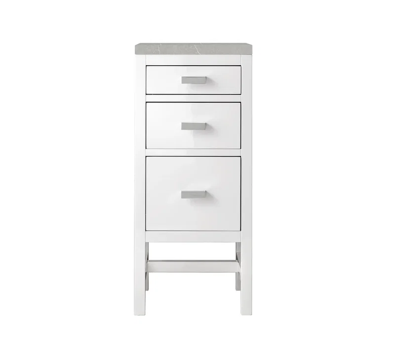 Addison 15" Base Cabinet, Glossy White w/ 3 CM Eternal Serena Top