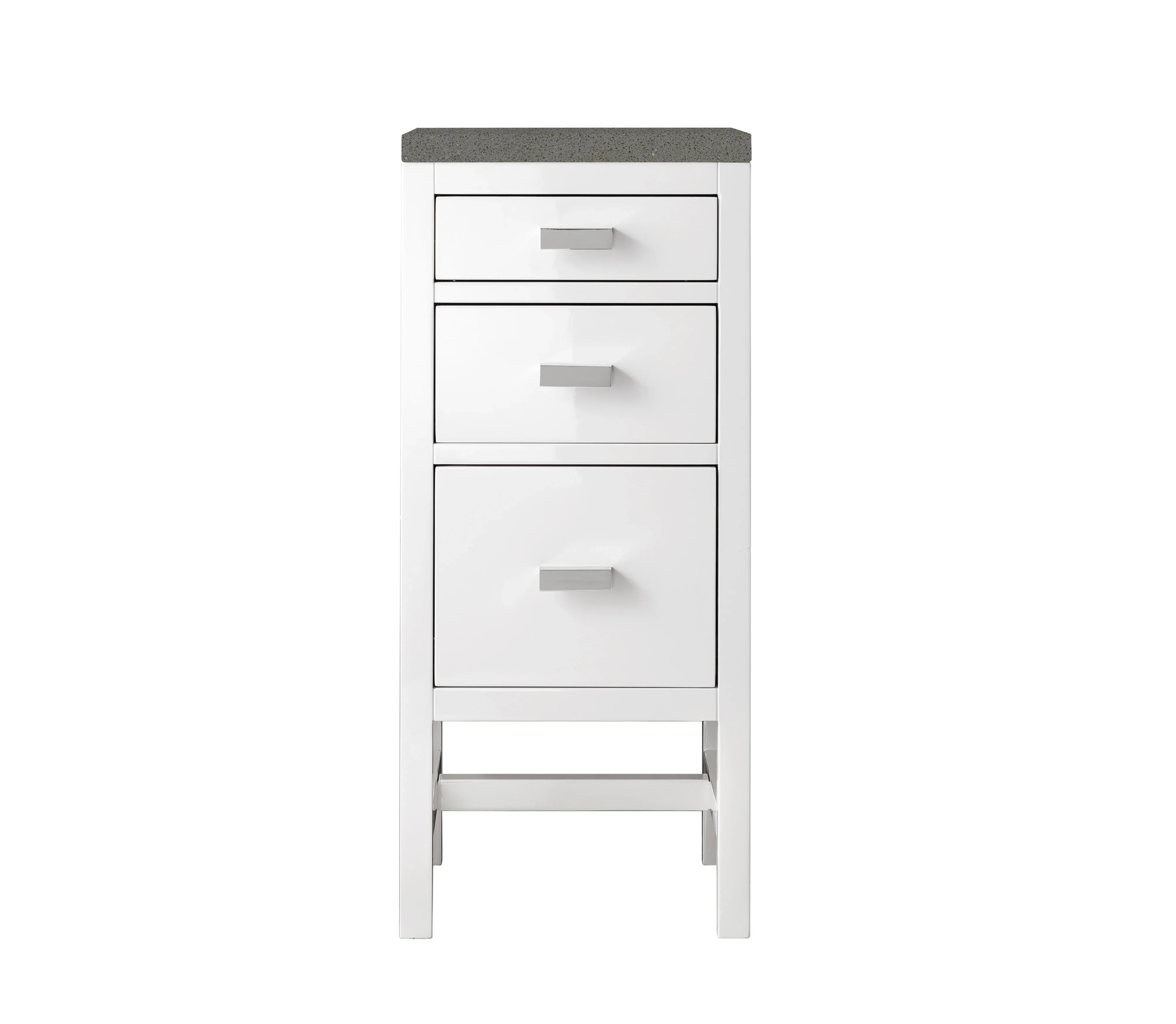 Addison 15" Base Cabinet, Glossy White w/ 3 CM Grey Expo Silestone Top