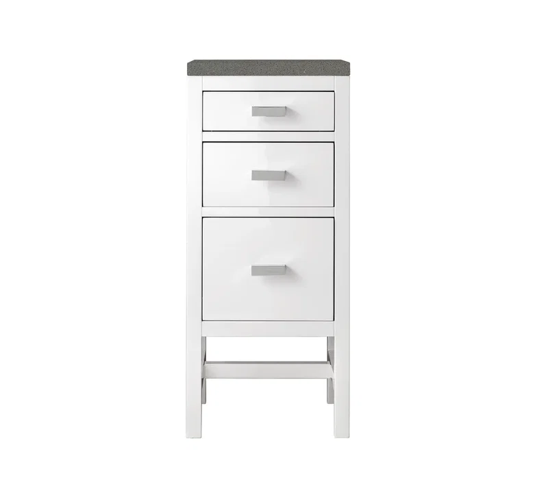 Addison 15" Base Cabinet, Glossy White w/ 3 CM Grey Expo Silestone Top
