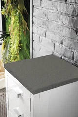 Addison 15" Base Cabinet, Glossy White w/ 3 CM Grey Expo Silestone Top