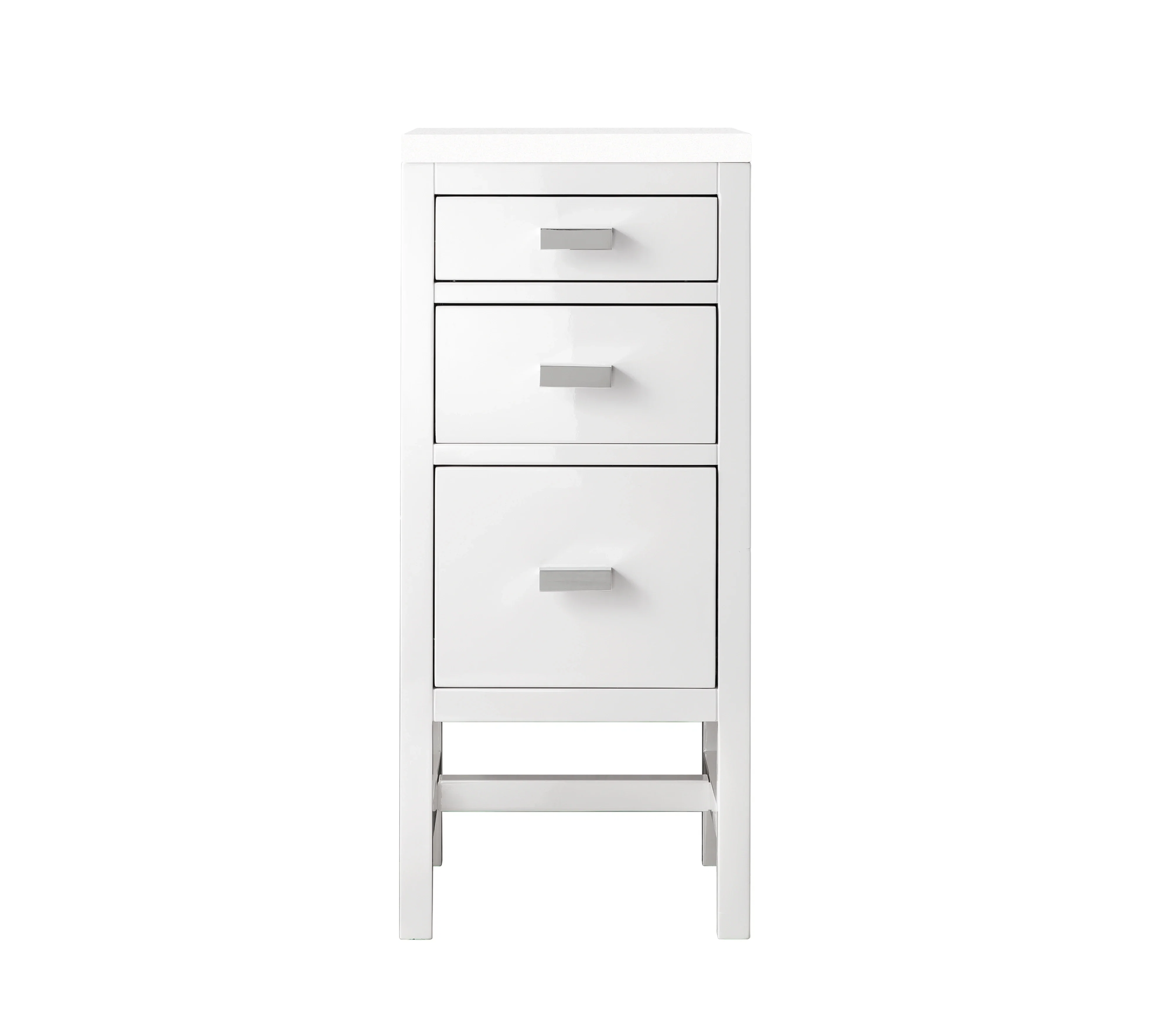 Addison 15" Base Cabinet, Glossy White w/ 3 CM White Zeus Silestone Top