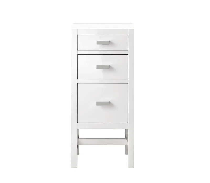 Addison 15" Base Cabinet, Glossy White w/ 3 CM White Zeus Silestone Top