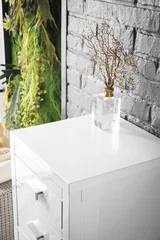 Addison 15" Base Cabinet, Glossy White w/ 3 CM White Zeus Silestone Top