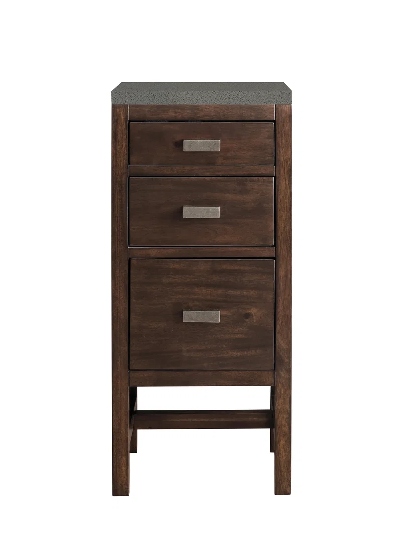 Addison 15" Base Cabinet, Mid-Century Acacia w/ 3 CM Grey Expo Silestone Top