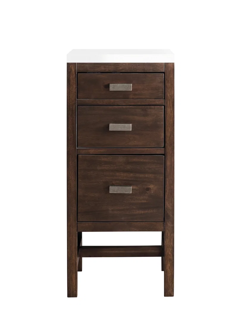 Addison 15" Base Cabinet, Mid-Century Acacia w/ 3 CM White Zeus Silestone Top