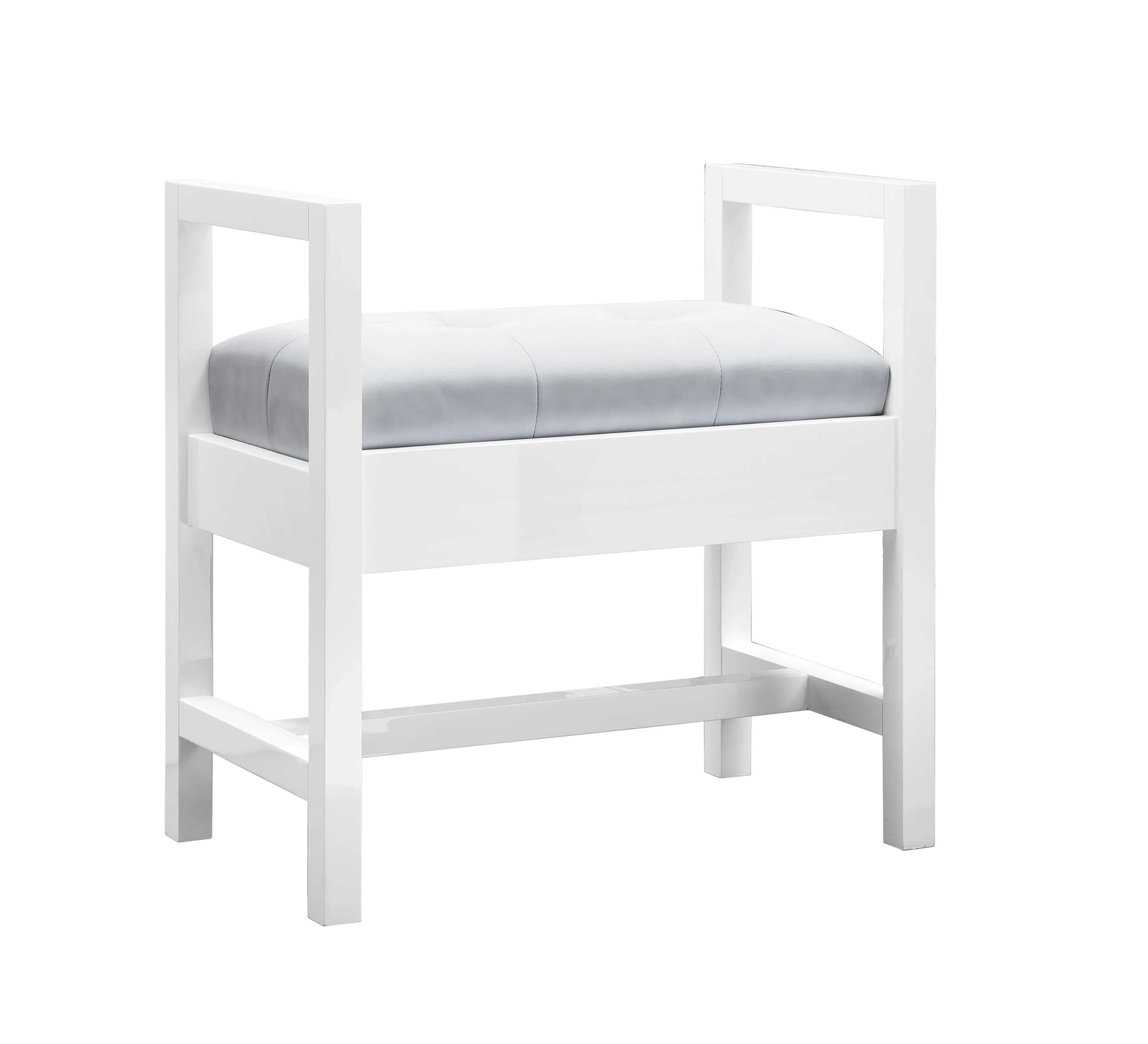 Addison 24.5" Upholstered Bench, Glossy White