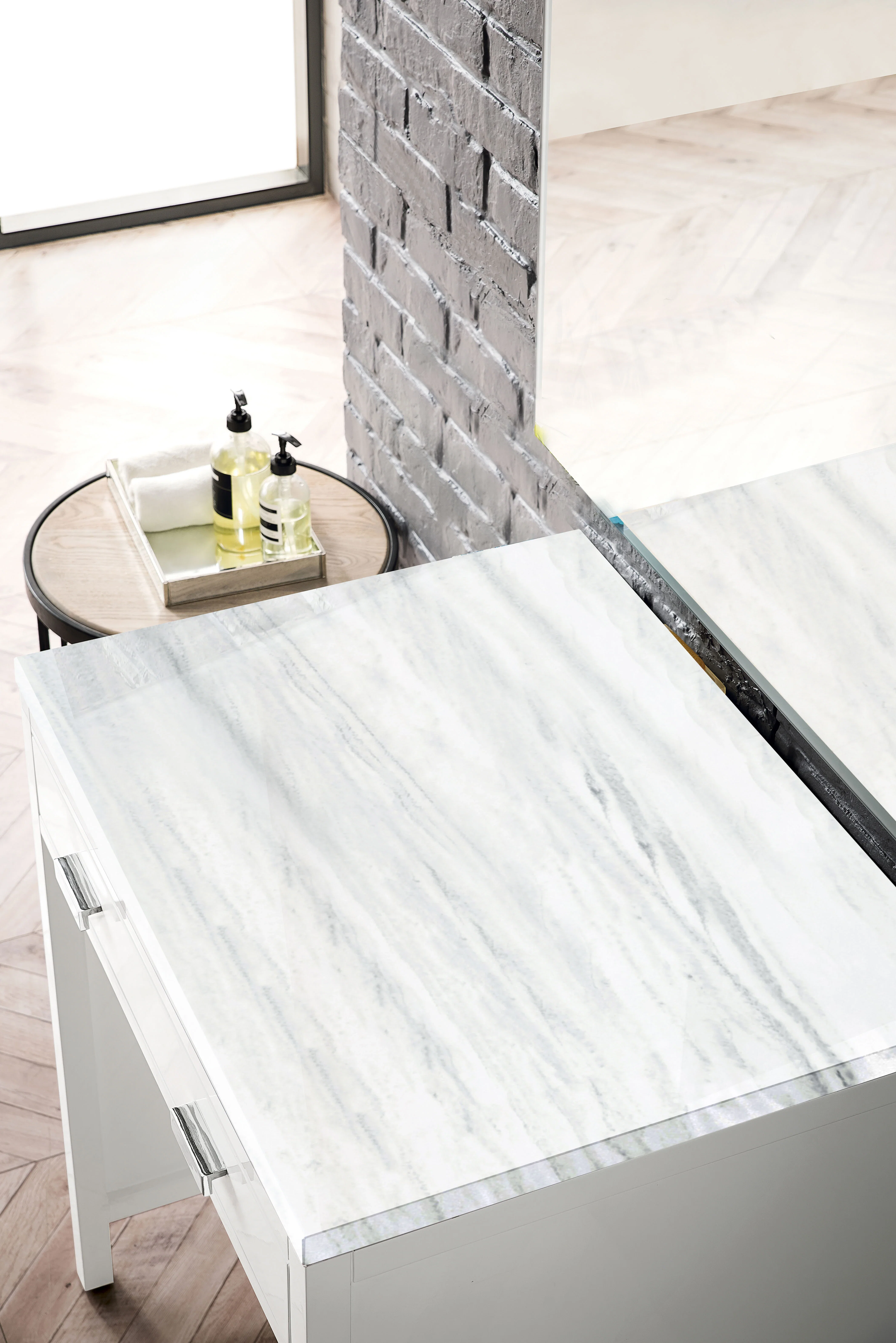 Addison 30" Countertop Unit, Glossy White w/ 3 CM Arctic Fall Solid Surface Top