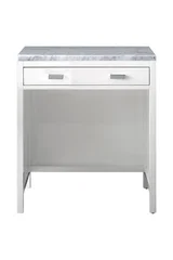 Addison 30" Countertop Unit, Glossy White w/ 3 CM Carrara Marble Top