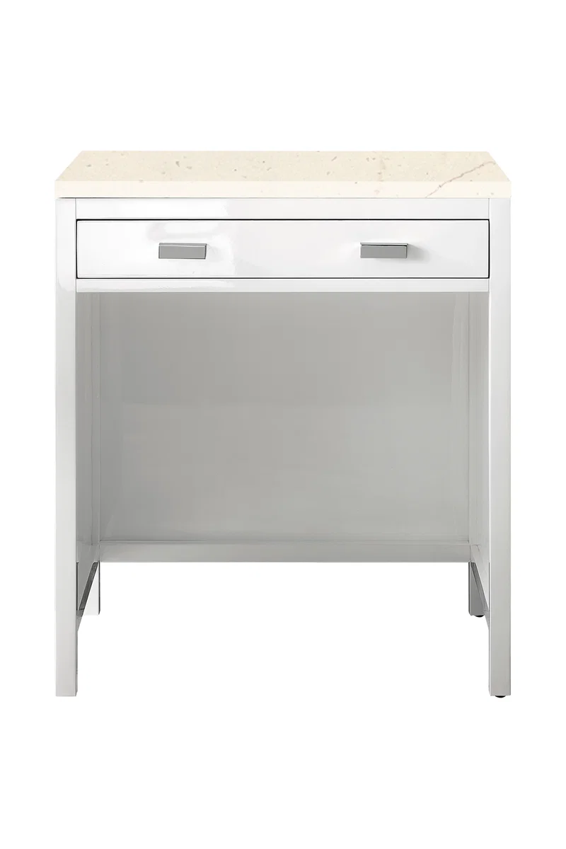 Addison 30" Countertop Unit, Glossy White w/ 3 CM Eternal Marfil Top