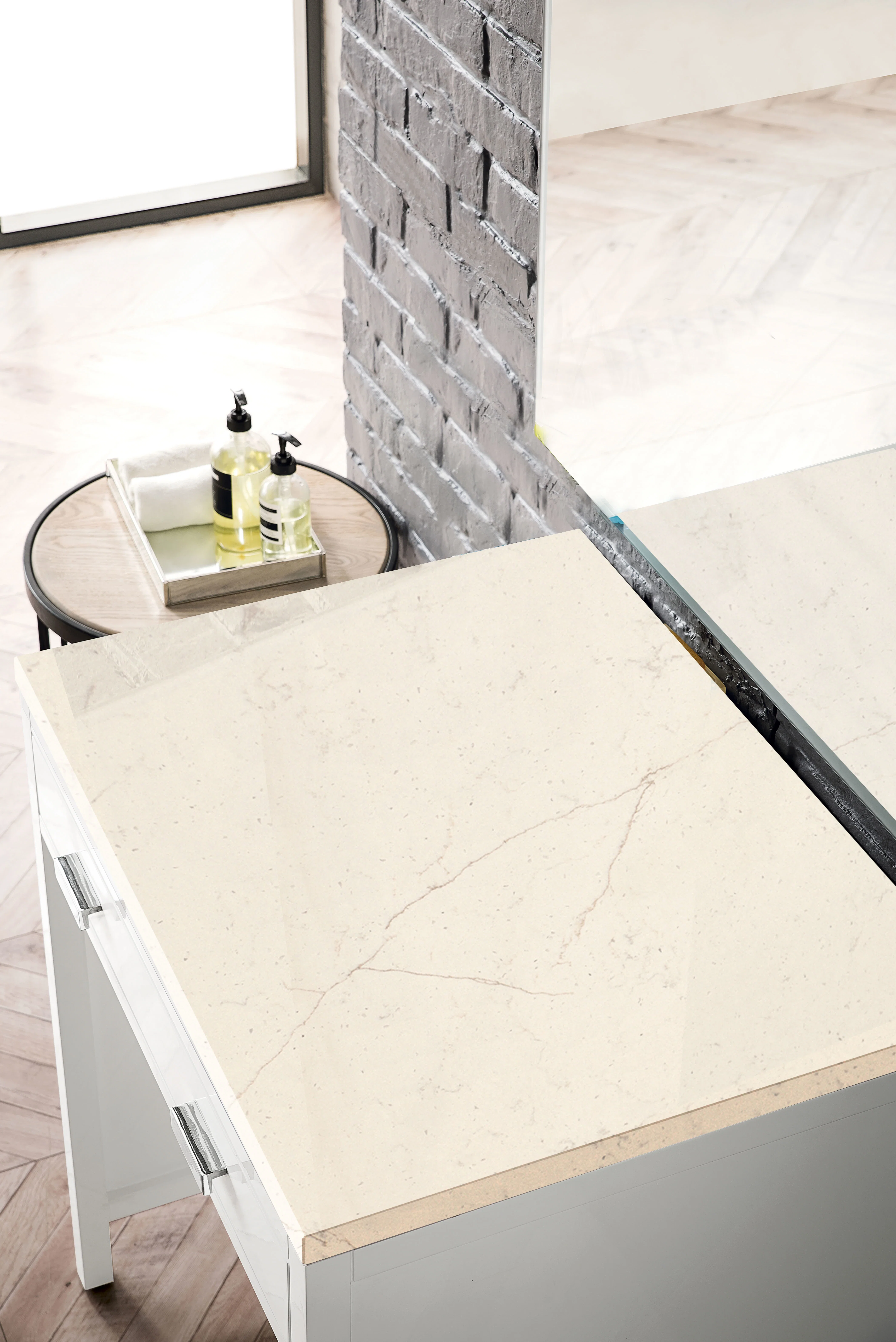 Addison 30" Countertop Unit, Glossy White w/ 3 CM Eternal Marfil Top