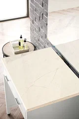 Addison 30" Countertop Unit, Glossy White w/ 3 CM Eternal Marfil Top