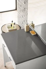 Addison 30" Countertop Unit, Glossy White w/ 3 CM Grey Expo Silestone Top
