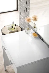 Addison 30" Countertop Unit, Glossy White w/ 3 CM White Zeus Silestone Top