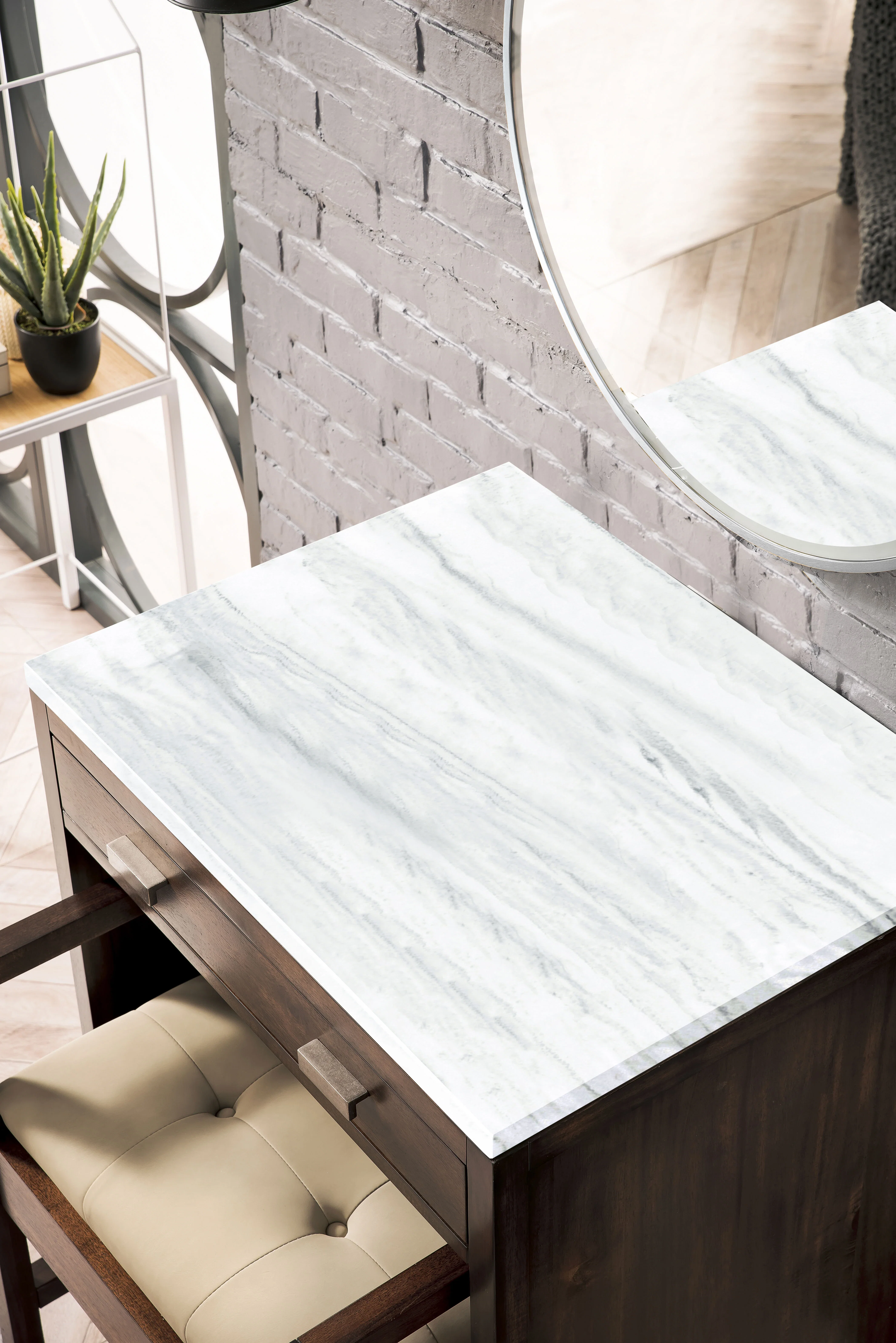 Addison 30" Countertop Unit, Mid-Century Acacia w/ 3 CM Arctic Fall Solid Surface Top
