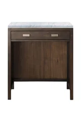 Addison 30" Countertop Unit, Mid-Century Acacia w/ 3 CM Carrara Marble Top