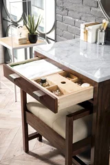 Addison 30" Countertop Unit, Mid-Century Acacia w/ 3 CM Carrara Marble Top