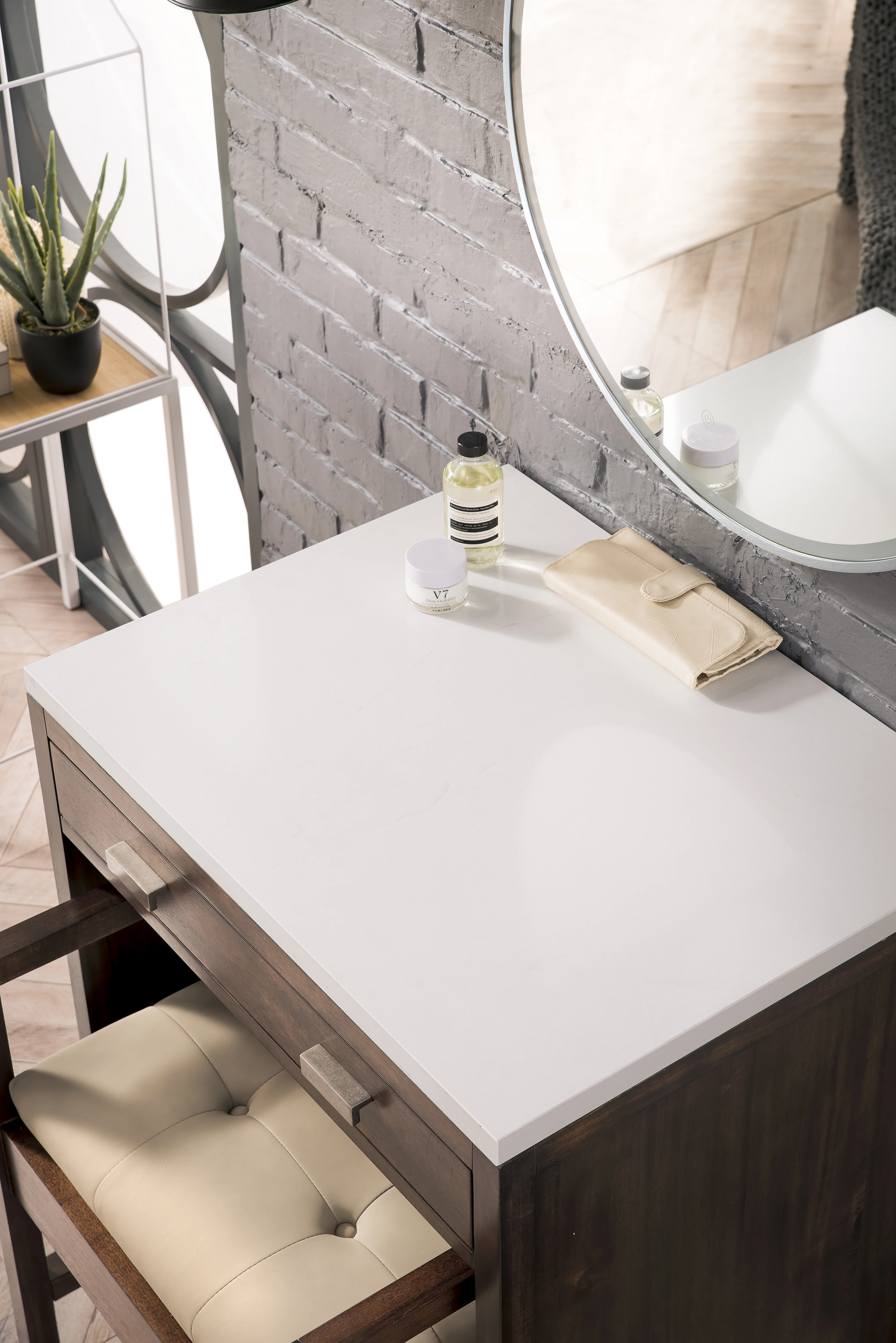 Addison 30" Countertop Unit, Mid-Century Acacia w/ 3 CM White Zeus Silestone Top