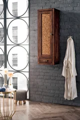Addison 12" D Petite Tower Hutch - Left, Mid-Century Acacia
