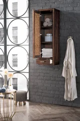 Addison 12" D Petite Tower Hutch - Left, Mid-Century Acacia