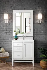Addison 30" Single Vanity, Glossy White w/ Single Hole 3 CM White Zeus Silestone Top & Backsplash