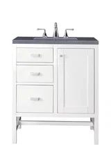 Addison 30" Single Vanity, Glossy White w/ 3 CM Charcoal Soapstone Silestone Top
