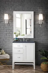 Addison 30" Single Vanity, Glossy White w/ 3 CM Charcoal Soapstone Silestone Top