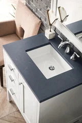 Addison 30" Single Vanity, Glossy White w/ 3 CM Charcoal Soapstone Silestone Top