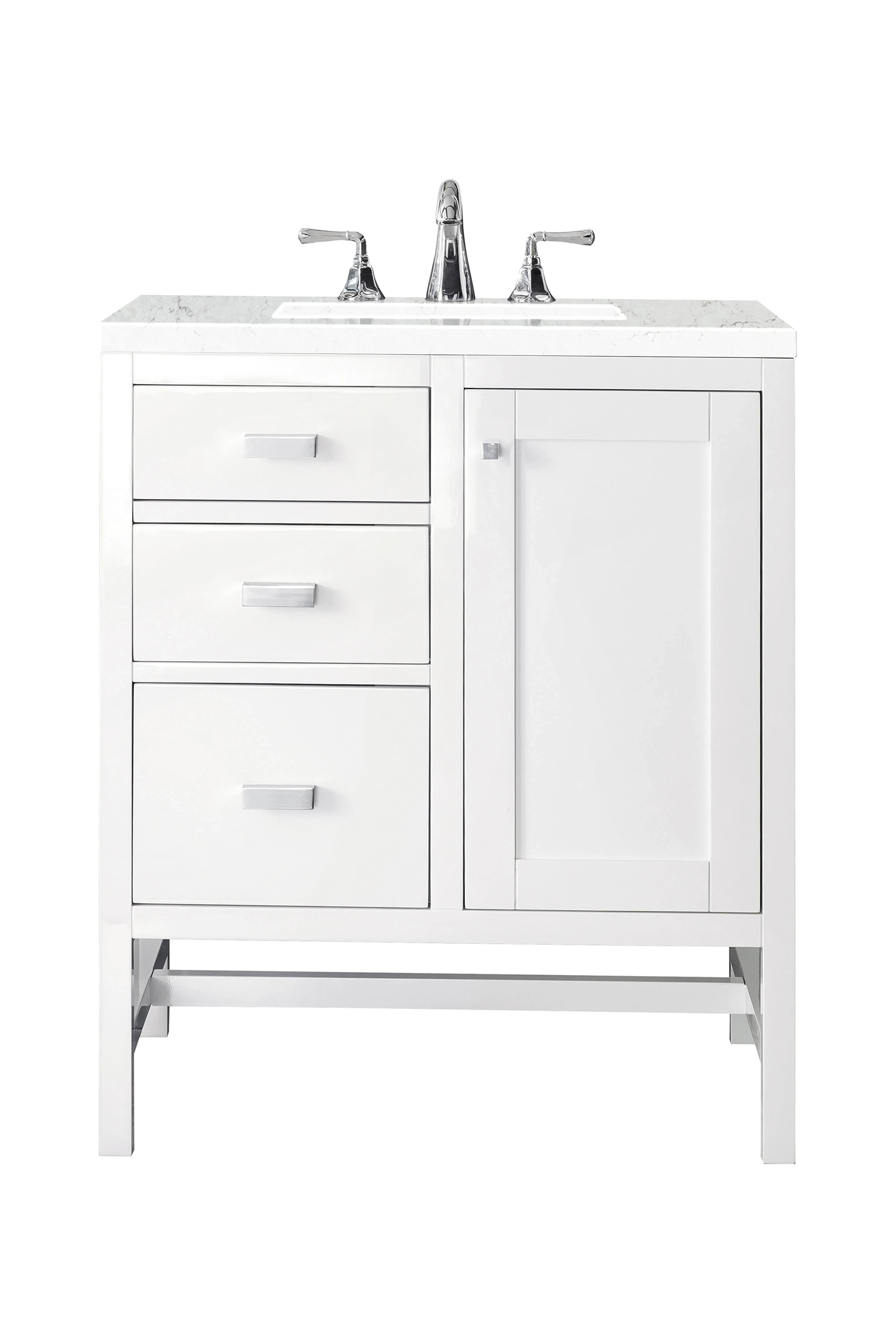 Addison 30" Single Vanity, Glossy White w/ 3 CM Eternal Jasmine Pearl Silestone Top