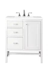 Addison 30" Single Vanity, Glossy White w/ 3 CM Eternal Jasmine Pearl Silestone Top