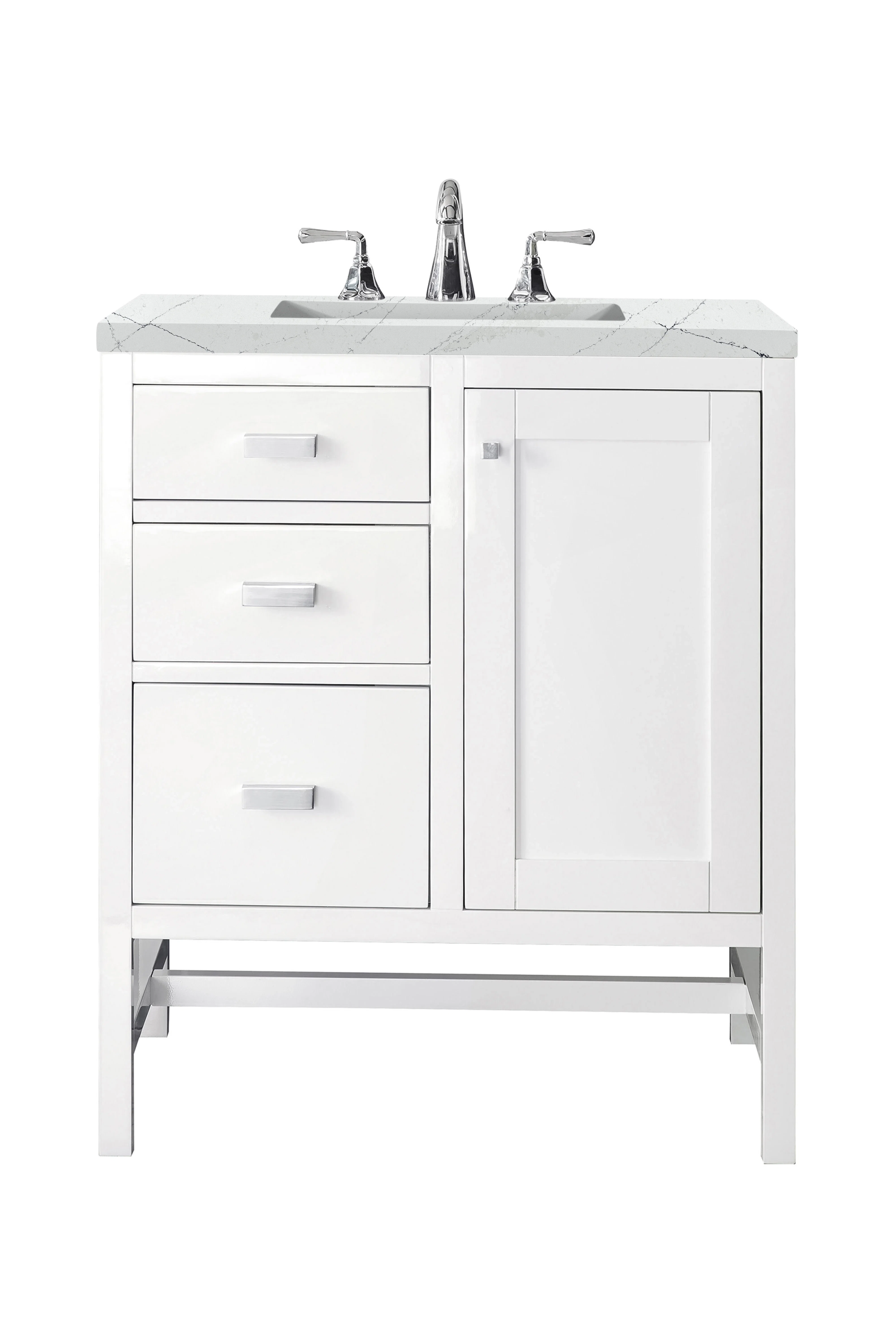 Addison 30" Single Vanity, Glossy White w/ 3 CM Ethereal Noctis Top