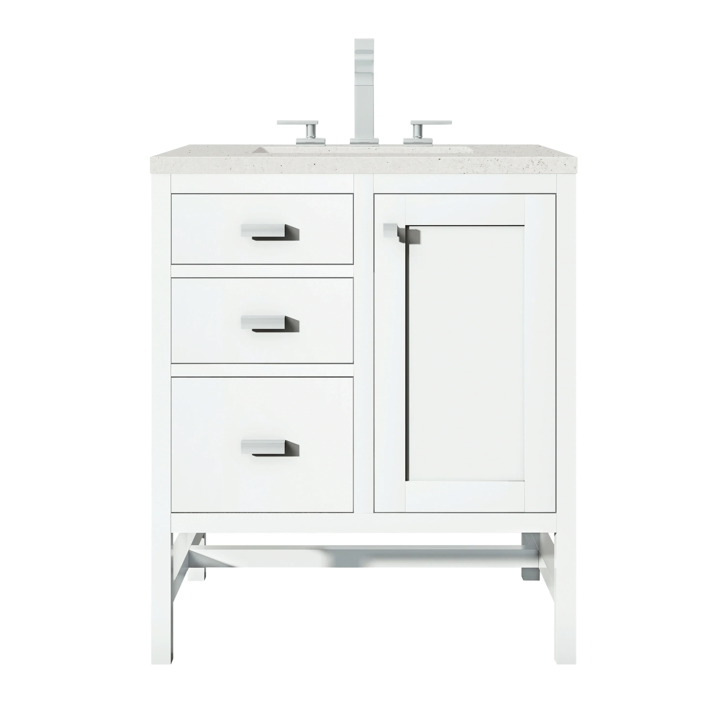 Addison 30" Single Vanity, Glossy White w/ 3 CM Lime Delight Silestone Top