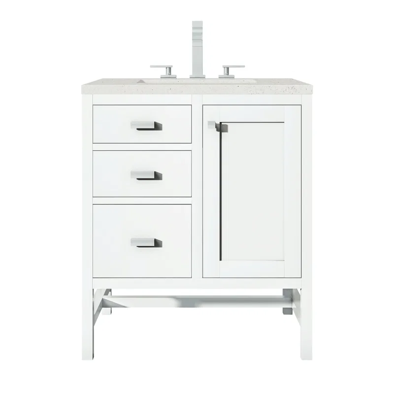 Addison 30" Single Vanity, Glossy White w/ 3 CM Lime Delight Silestone Top