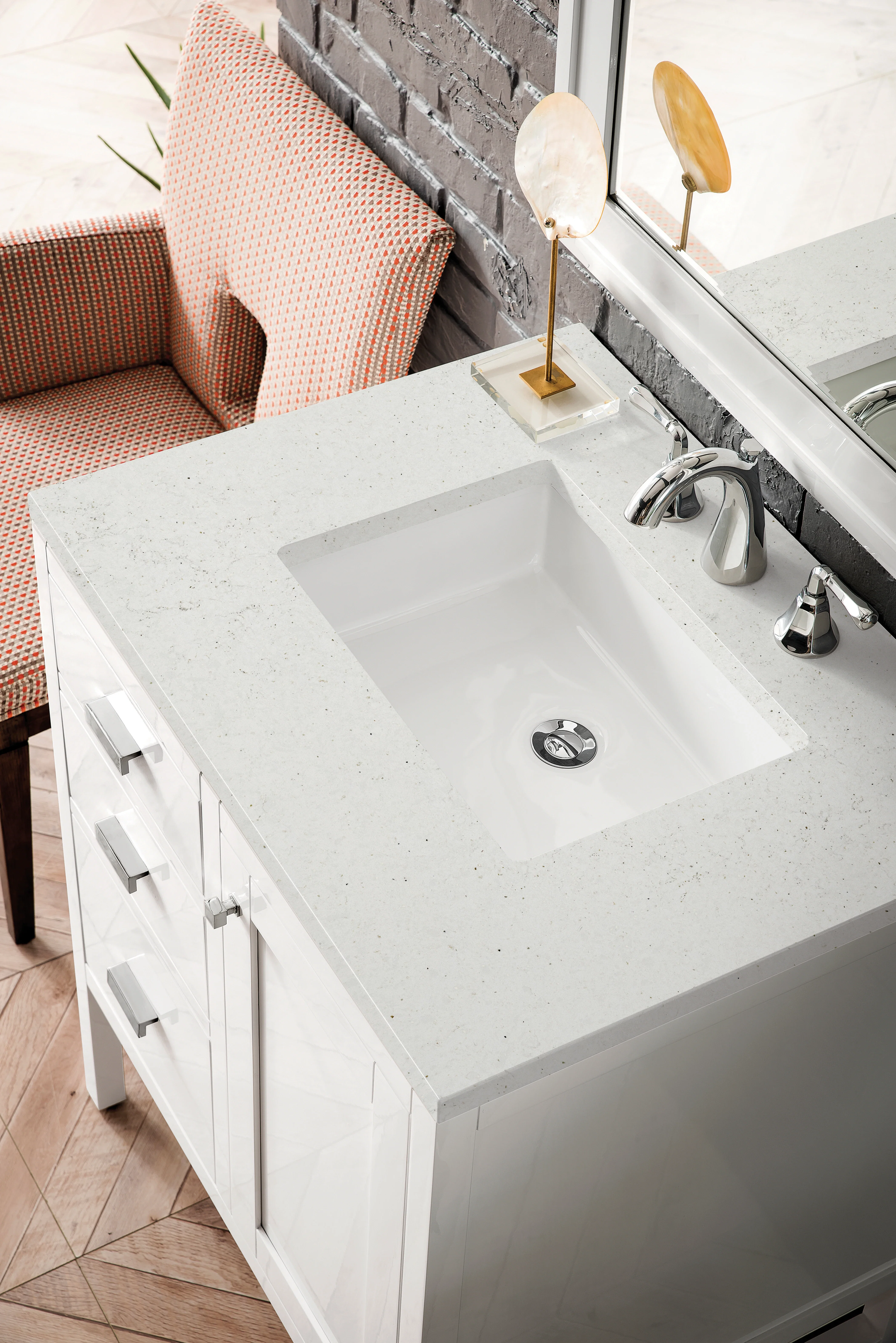 Addison 30" Single Vanity, Glossy White w/ 3 CM Lime Delight Silestone Top
