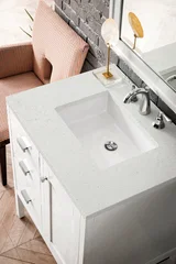 Addison 30" Single Vanity, Glossy White w/ 3 CM Lime Delight Silestone Top
