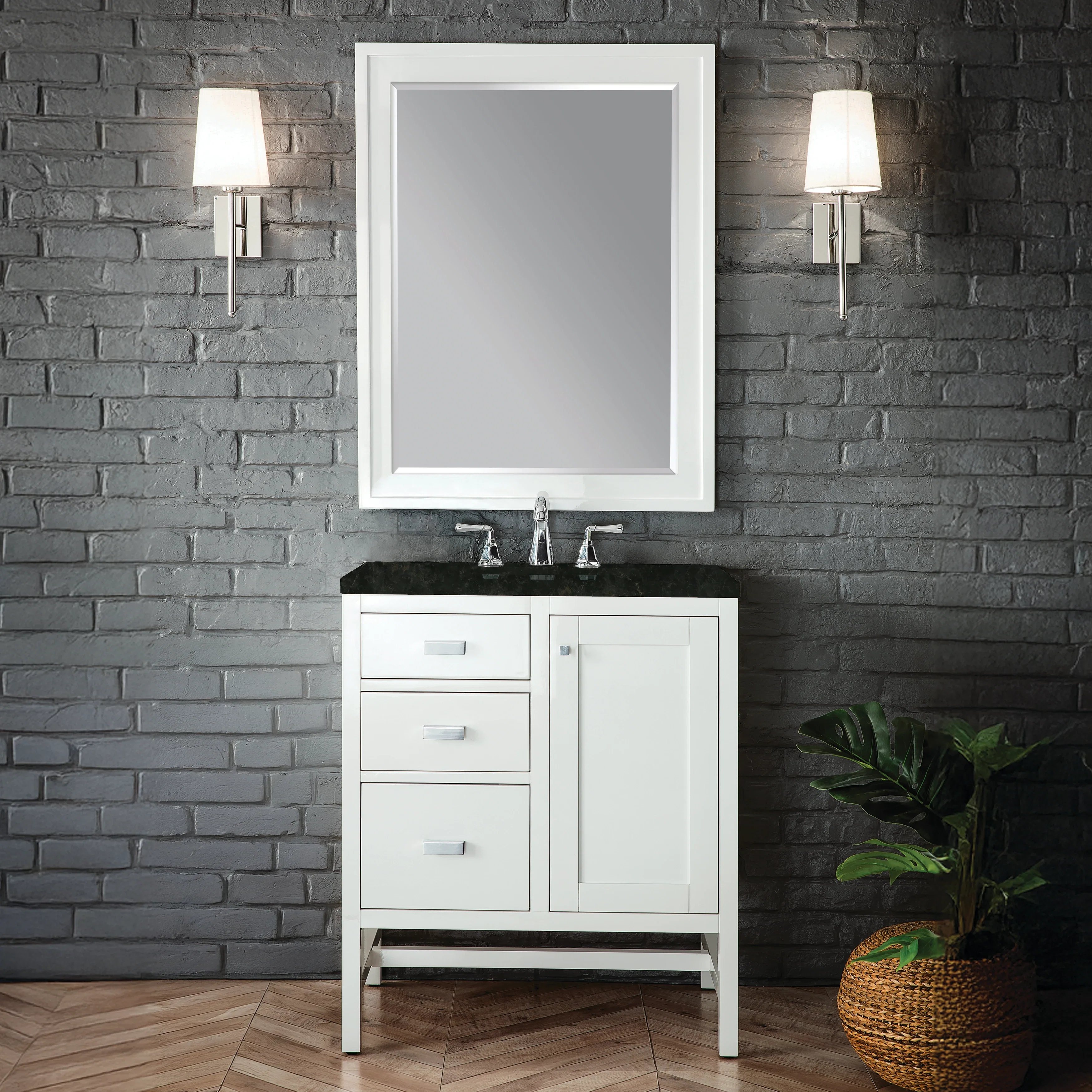 Addison 30" Single Vanity, Glossy White, w/ 3 CM Phantome Eclos Top
