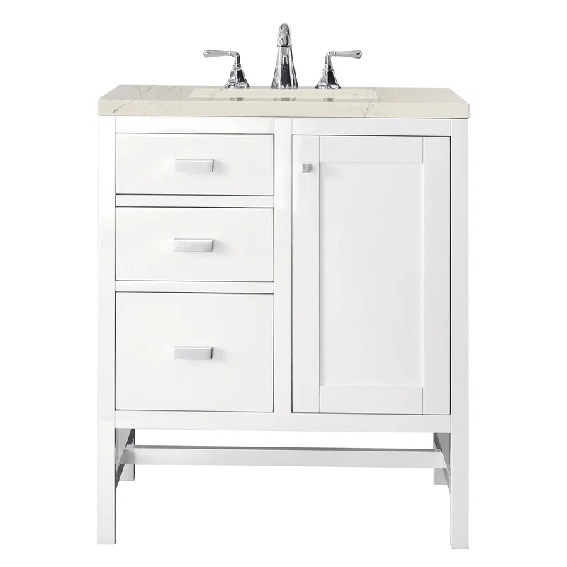 Addison 30" Single Vanity, Glossy White, w/ 3 CM Siberian Silestone Top