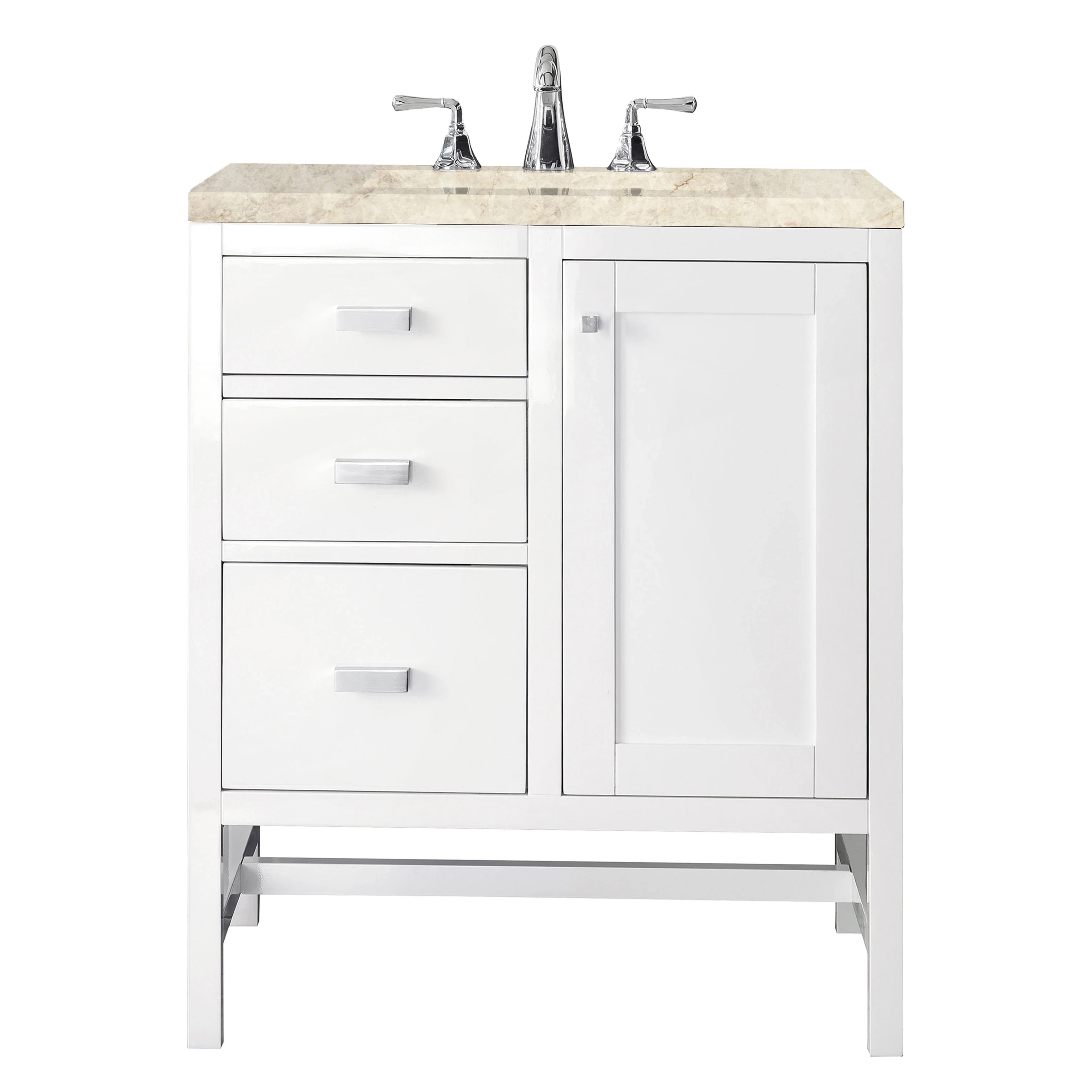 Addison 30" Single Vanity, Glossy White, w/ 3 CM Tajnar Eclos Top