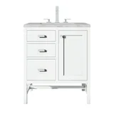 Addison 30" Single Vanity, Glossy White w/ 3 CM Victorian Silver Silestone Top