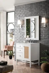 Addison 30" Single Vanity, Glossy White w/ 3 CM Victorian Silver Silestone Top