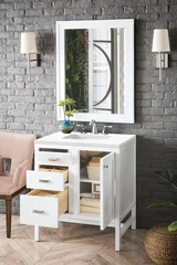 Addison 30" Single Vanity, Glossy White w/ 3 CM White Zeus Silestone Top