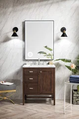 Addison 30" Single Vanity, Mid-Century Acacia w/ 3 CM Carrara White Top