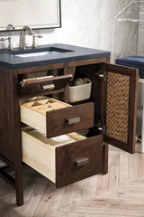 Addison 30" Single Vanity, Mid-Century Acacia w/ 3 CM Charcoal Soapstone Silestone Top