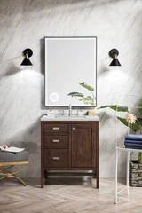 Addison 30" Single Vanity, Mid-Century Acacia w/ 3 CM Eternal Jasmine Pearl Silestone Top
